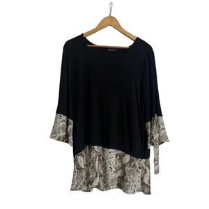 Elegant Black and Snake Print Women's Blouse